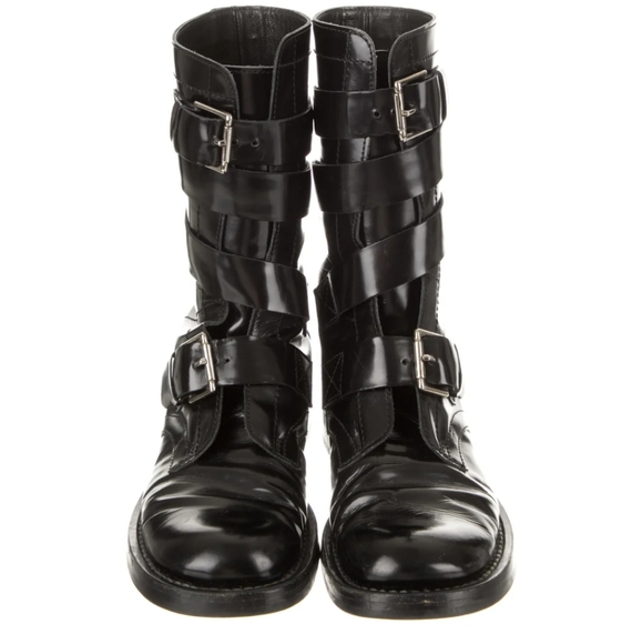 Celine Shoes - CELINE LEATHER COMBAT BOOTS